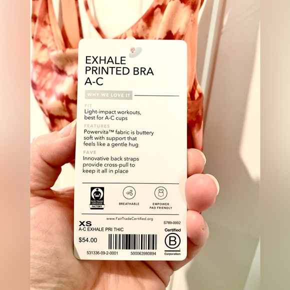 Athleta NWT Exhale Printed Sports Bra A-C Cup Tahiti Island Coral Strappy Sz Xs - Picture 6 of 10